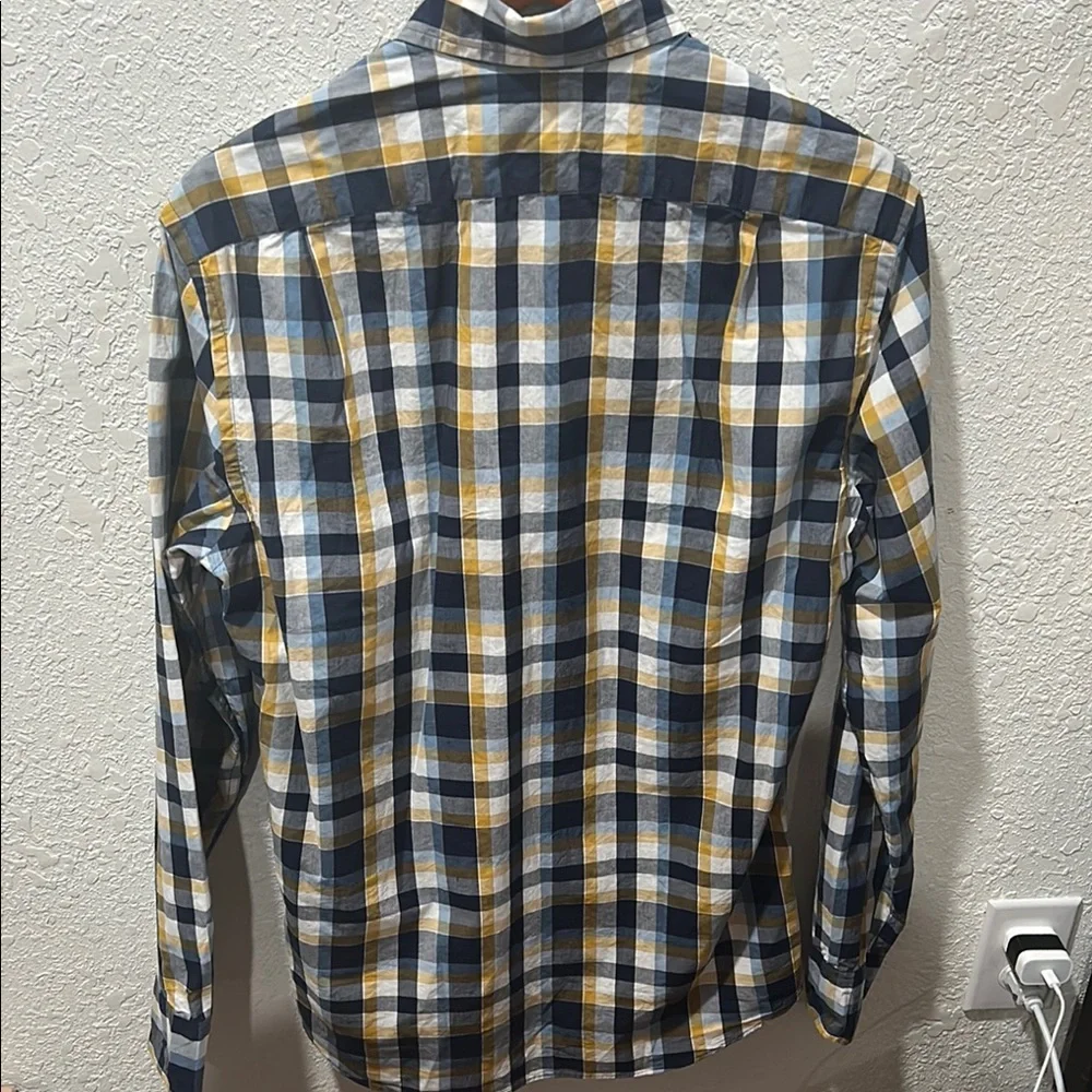 J.CREW flex washed slim size Small Plaid Men's Shirt in Blue, Yellow, GUC